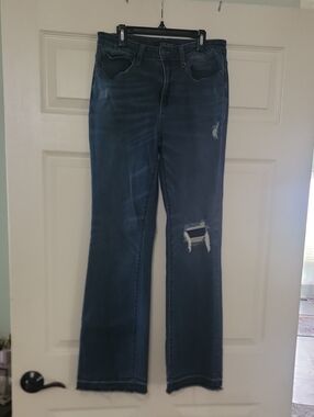 Judy Blue Dark Blue Boot Cut Jeans with Knee Distress